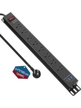 Heavy Duty 8 Outlet Power Strip with USB PD 20W & Surge Protection, 6FT Cord